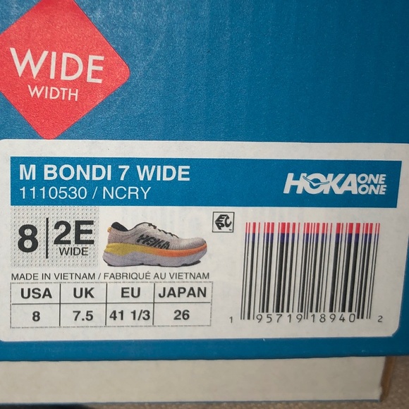 HOKA OneOne Bondi7 Men’s 8 Wide (2E)